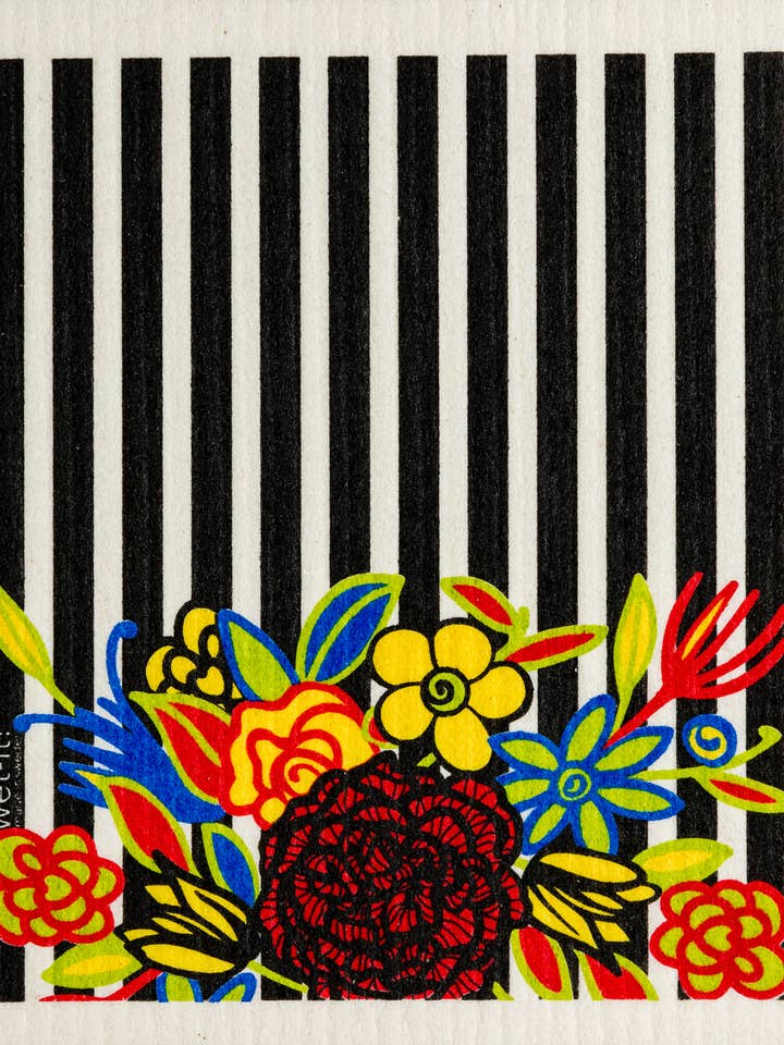 Striped Floral Swedish Cloth for wholesale by Wet-it!