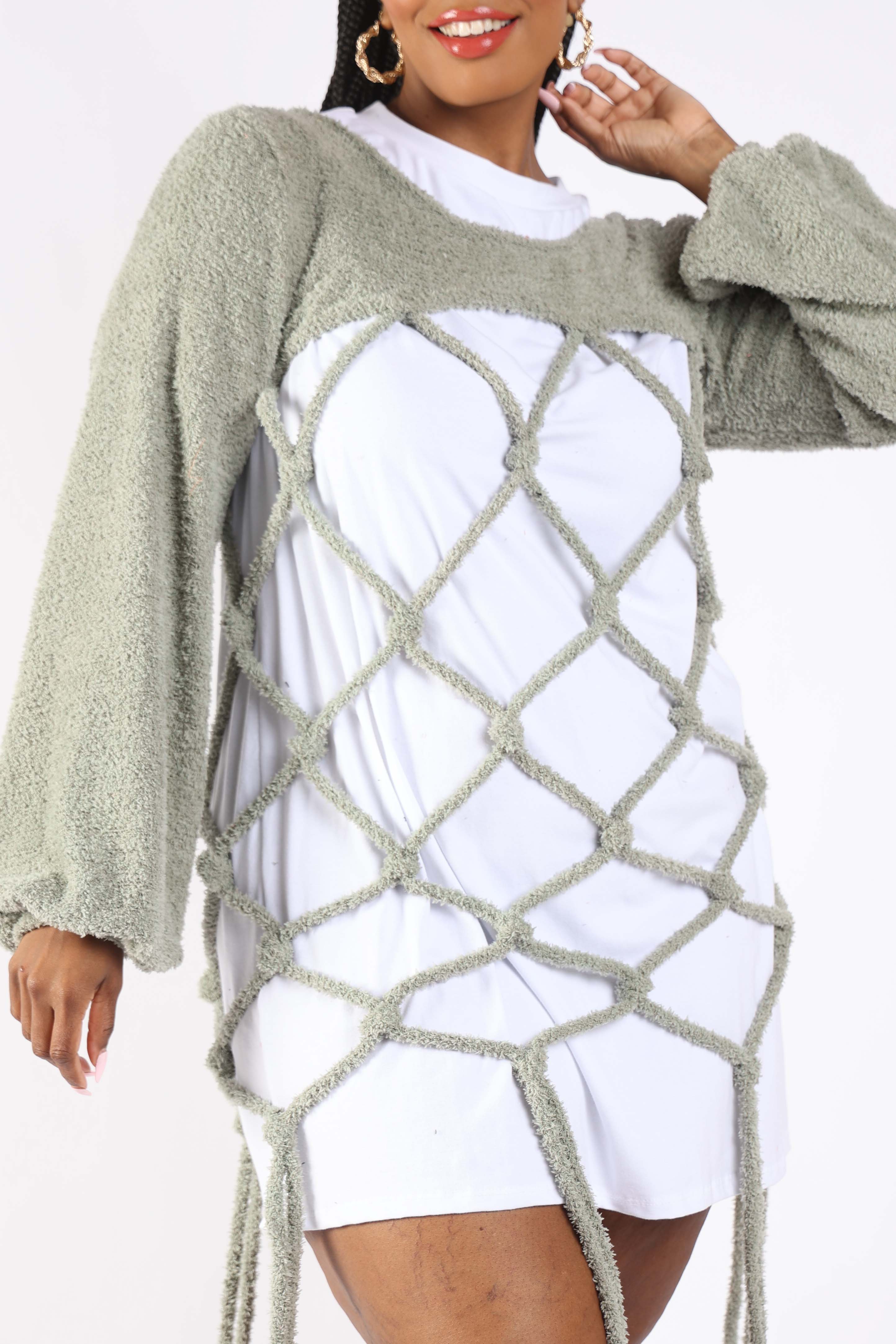 K Too - Vendita all'ingrosso Maglia larga - Donna - Tunica in maglia a rete per Plus9