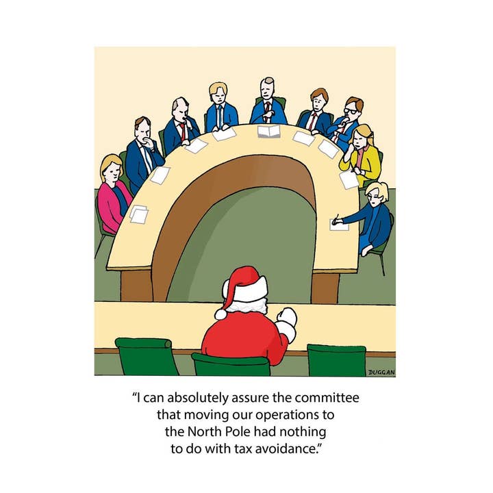 Santa's Tax Avoidance Scheme Christmas Card for wholesale by Duggoons Greeting Cards