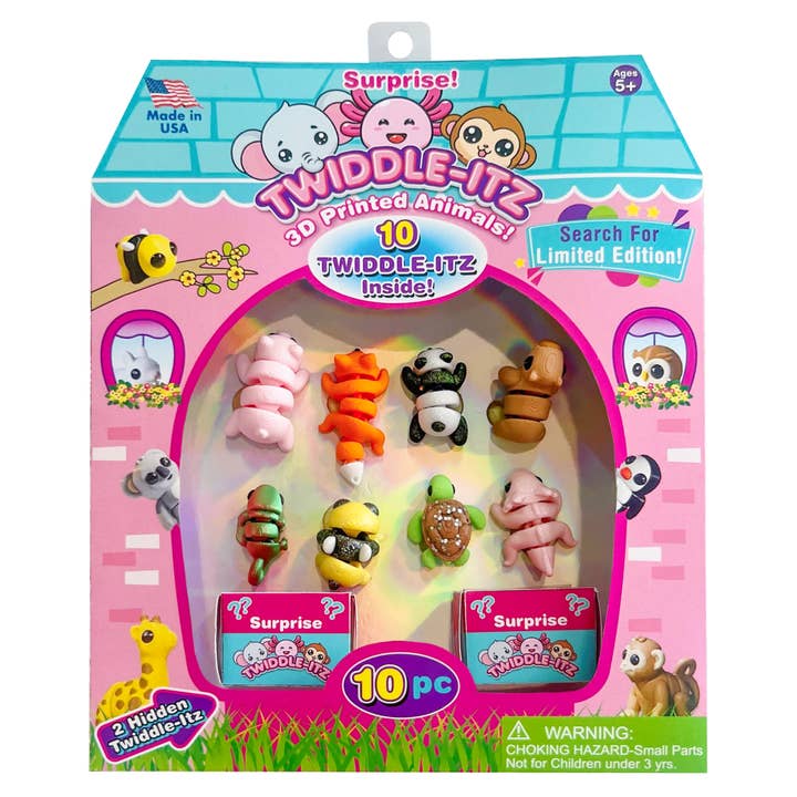 Zorbitz - Wholesale Fidget Toy - Kids - Twiddle-Itz 3D 10pc Printed Animal