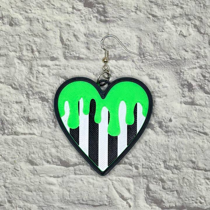 Cryptid Craft Studio - Wholesale Dangle Earrings - Ghost With The Most Heart Statement Earrings 3D Printed