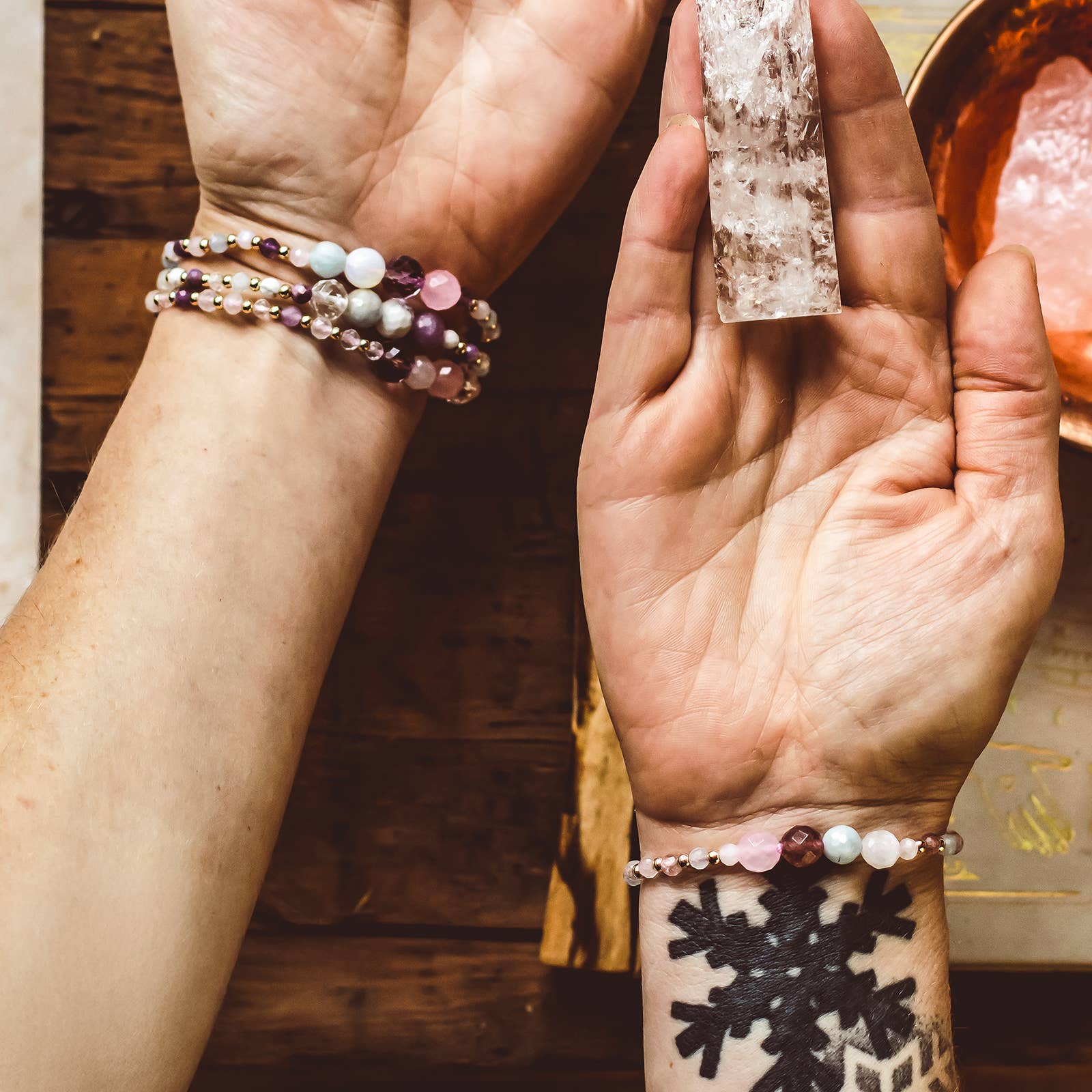 Mindful Living Co. – Pulseira de missangas por atacado – Pulseira de Contas com Intenção Facetada – Coleção Cristal13