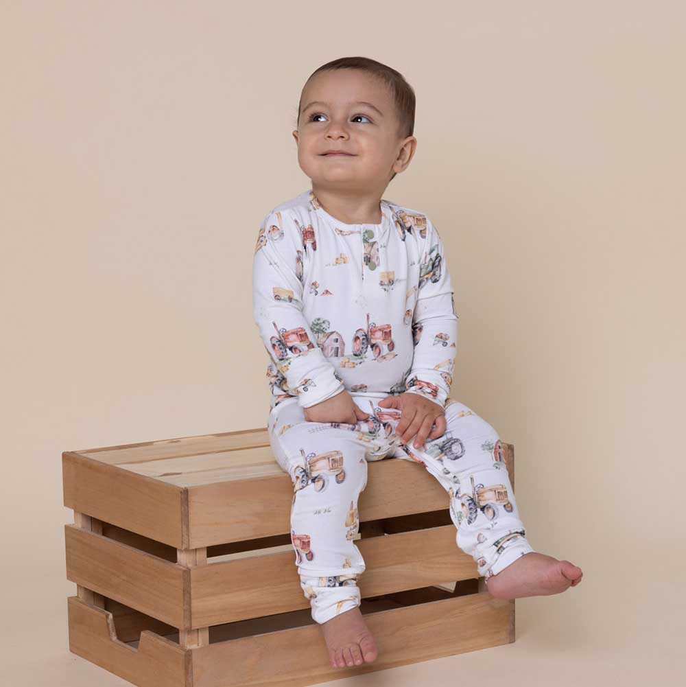 Snuggle Hunny – wholesale Byxdress - Baby – Grävmaskiner & Traktorer Ekologisk Growsuit2