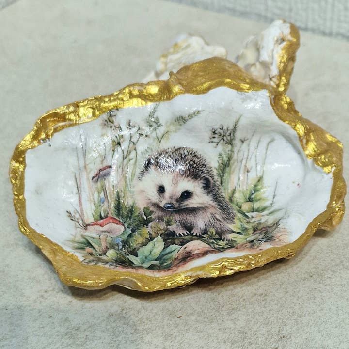 NOUVEAU Hérisson Champignons Vénéneux Coquille d'Huître Vide-Poche pour la vente par Bee my Oyster