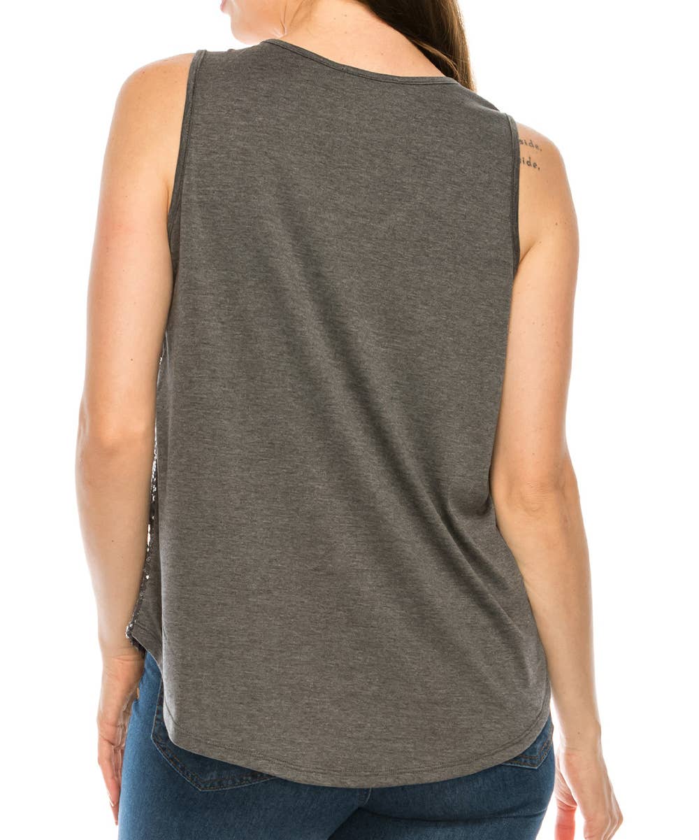 W.A.Y. --Wonderful And Young - Wholesale Tank Top - Women's - Shimmery Sequin V Neck Top Tank19