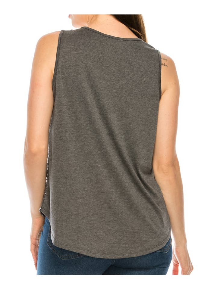 W.A.Y. --Wonderful And Young - Wholesale Tank Top - Women's - Shimmery Sequin V Neck Top Tank19