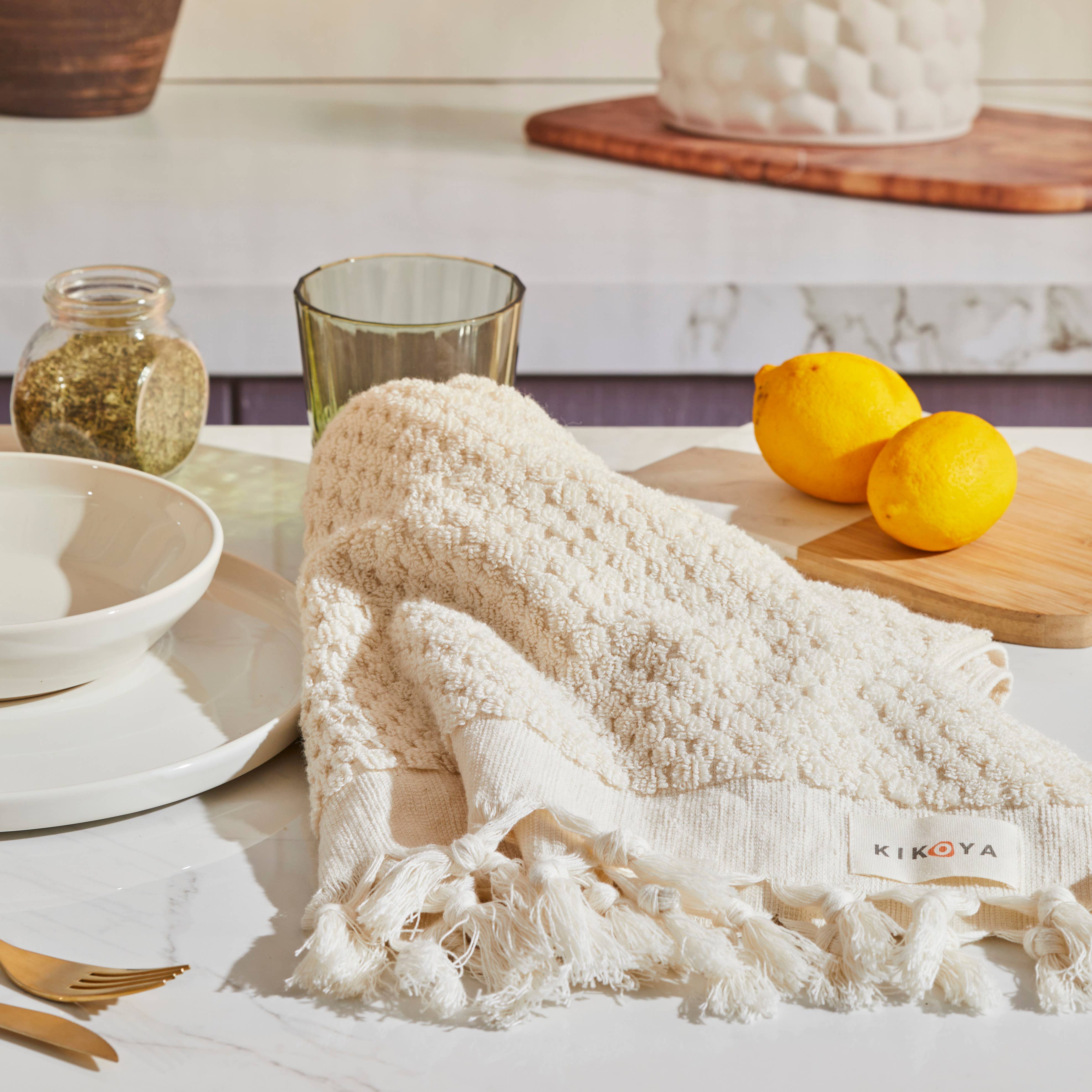 Kikoya – wholesale Handduk – Handvävda turkiska handdukar med pompom, vintage bohemisk stil7