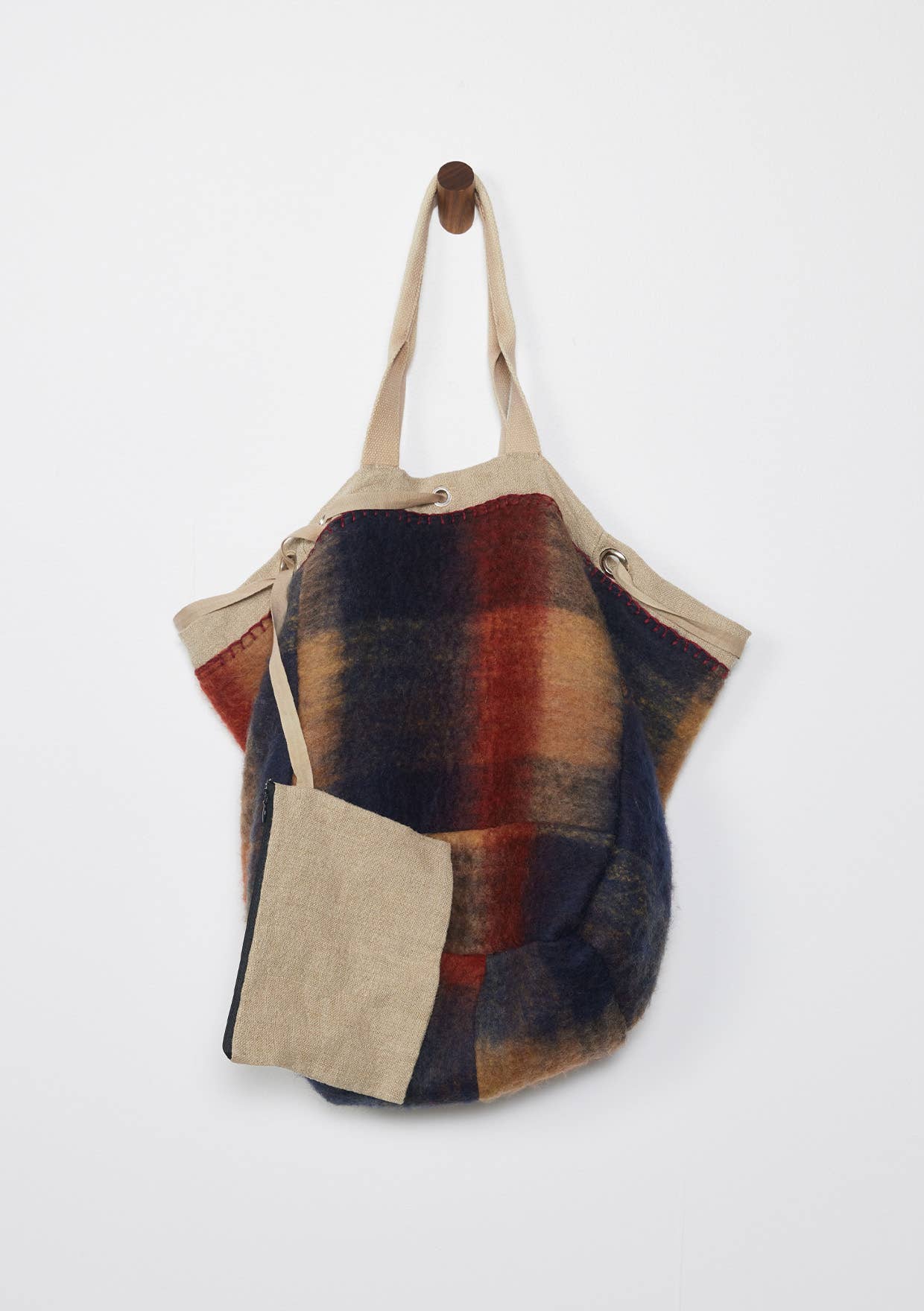 Large Reversible Canvas Tote Bag with Navy Plaid Interior for wholesale on Faire