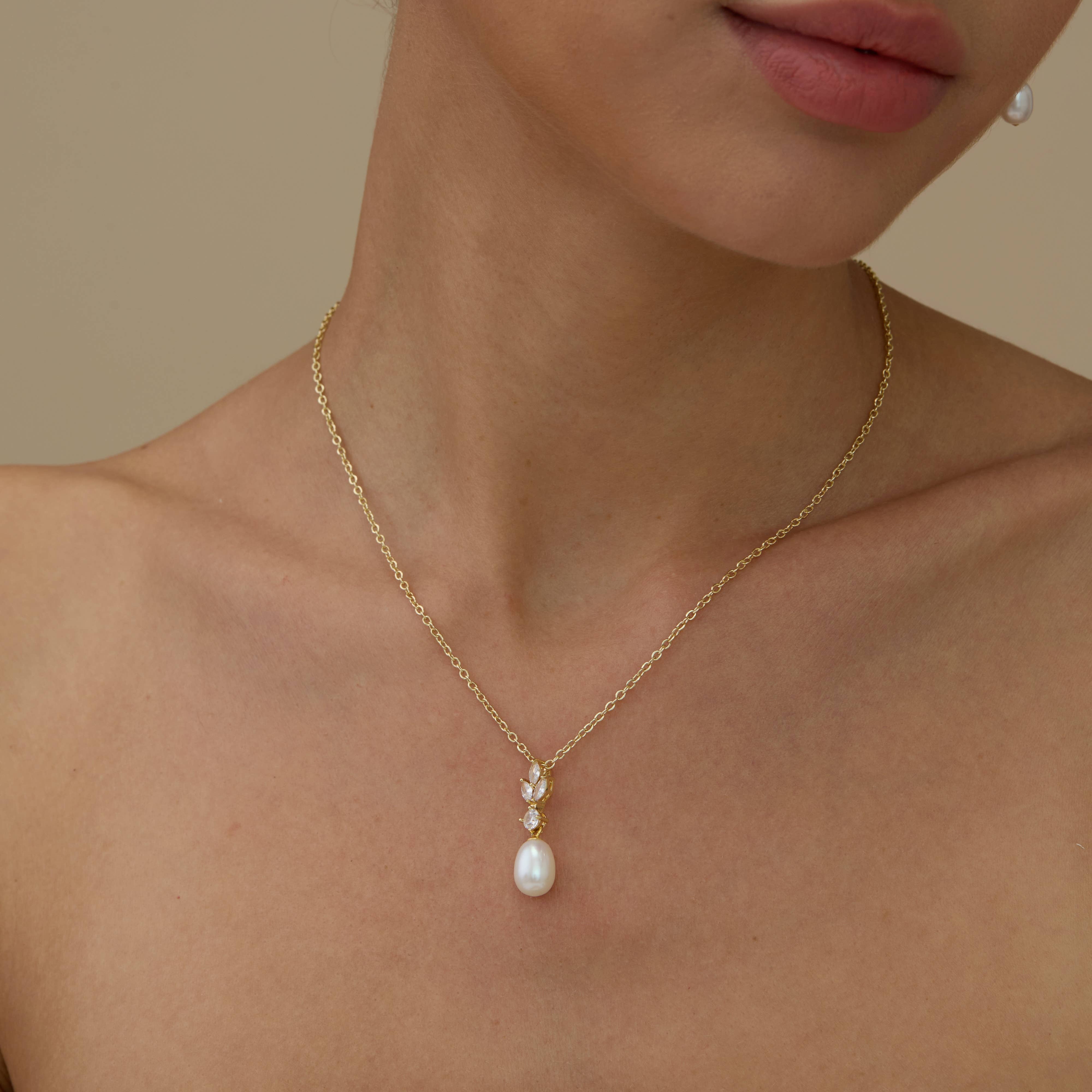 Drrtymagic - Wholesale Jewelry Set - Freshwater Pearl Diamond Necklace& Pearl Earrings Set5