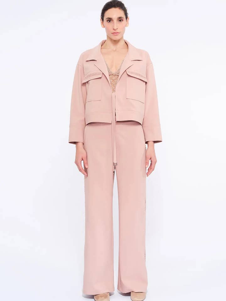Parker Tie-Front Jacket | Rose for wholesale by The Folklore