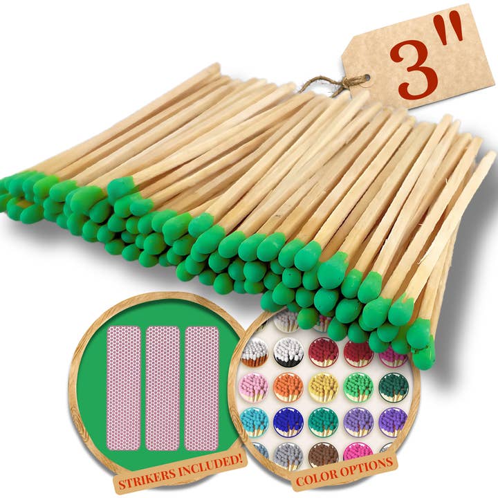 Matches USA - Wholesale Matches - 3" Color Wooden Safety Matches Match Bulk3