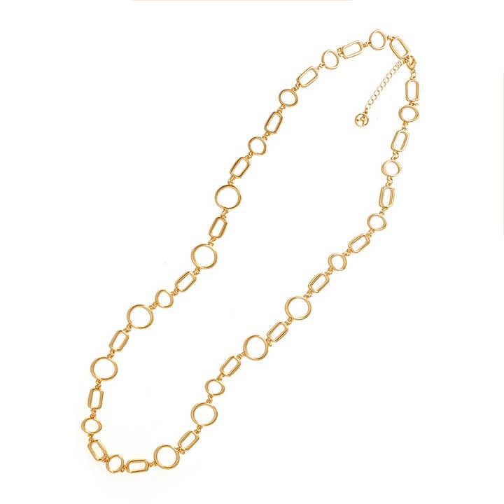 LONG CHAIN NECKLACE WITH CIRCLE AND RECTANGULAR LINKS for wholesale by AMORINO SRL