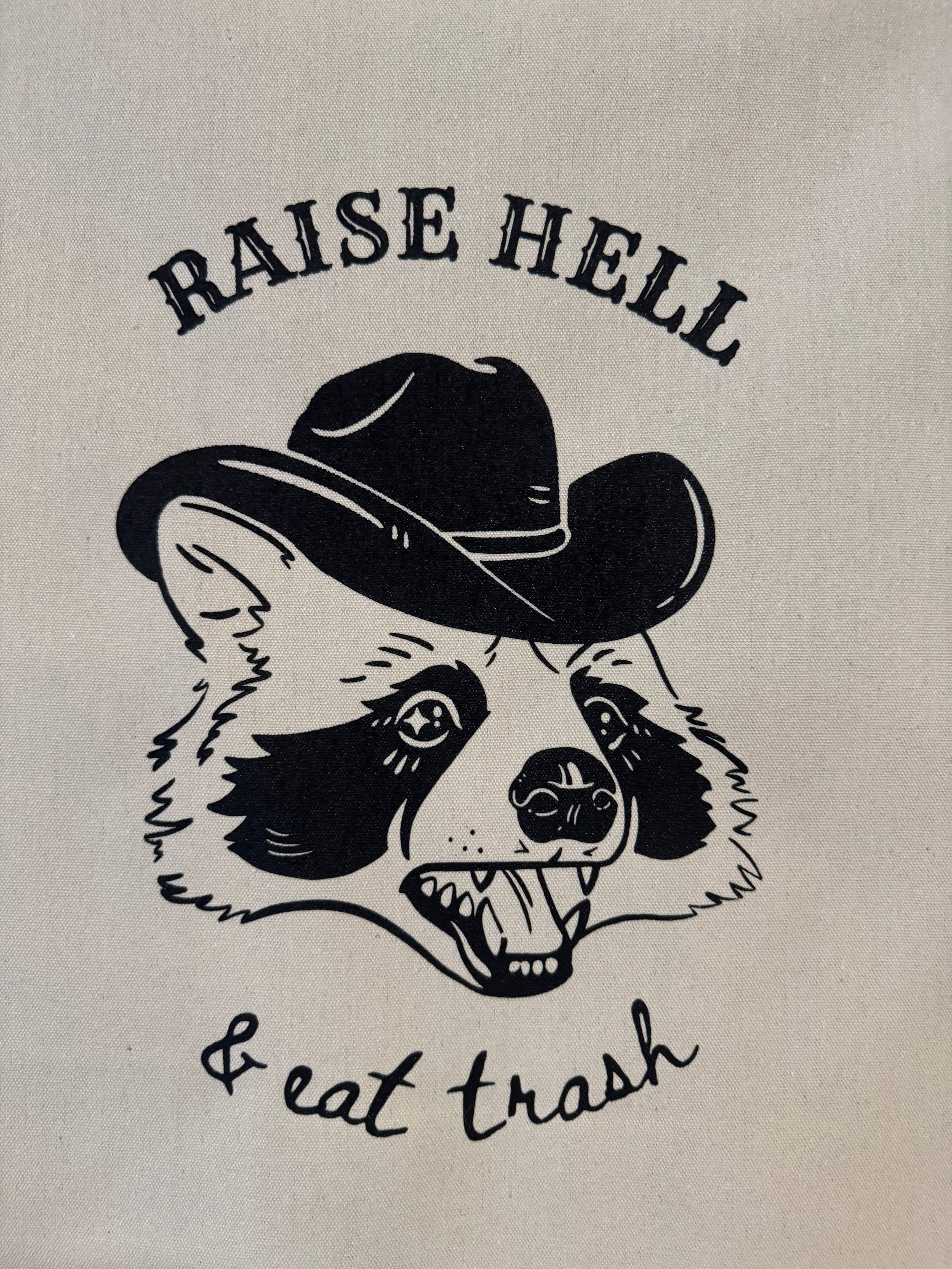Uncommon Wild - Wholesale Banner - Raise Hell & Eat Trash Raccoon Canvas Banner2