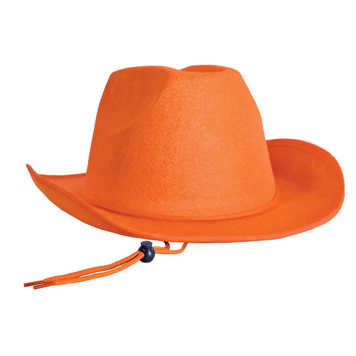 Orange Velour Cowboy Hat, One Size Fits Most for wholesale by Beistle
