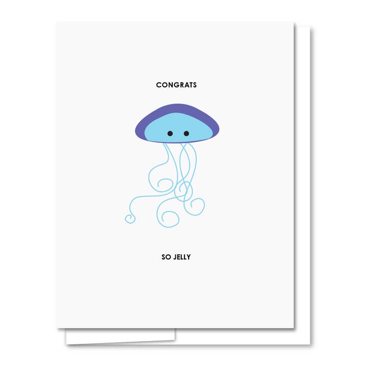 Lustige Glückwunschkarte „Congrats (So Jelly)“ von Letterpress für den Großhandel von Quick Brown Fox Letterpress