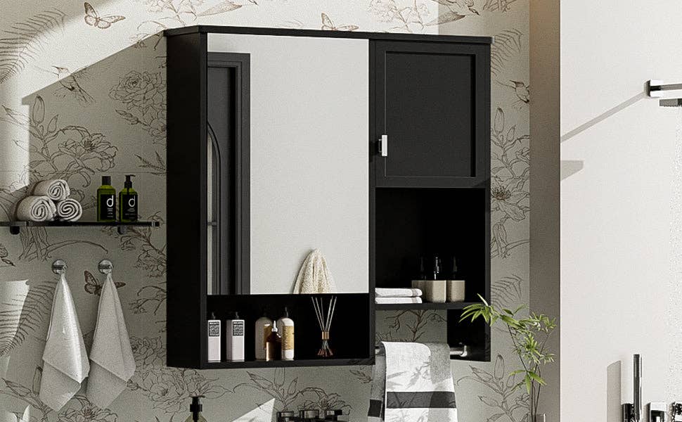 39F Inc. - Vente Armoire - Armoire de salle de bain murale noire avec miroir, 29x28 pouces19
