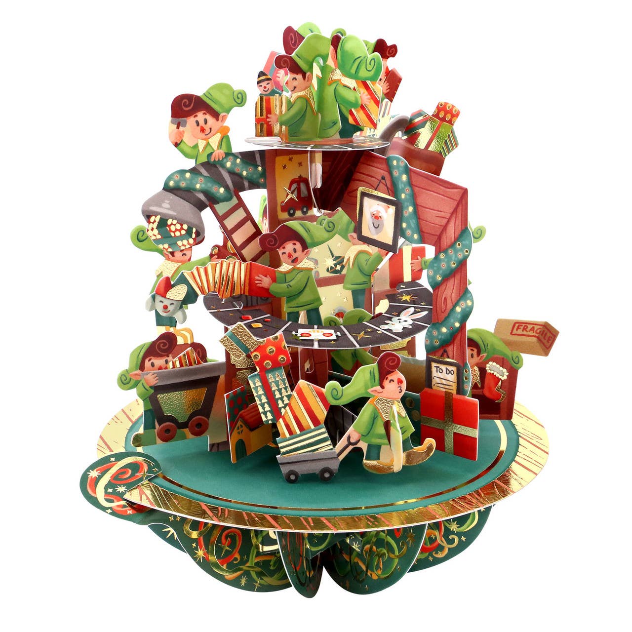 Santoro London - Wholesale Christmas Card - XPS095 - Pirouettes Card - Santa's Workshop0