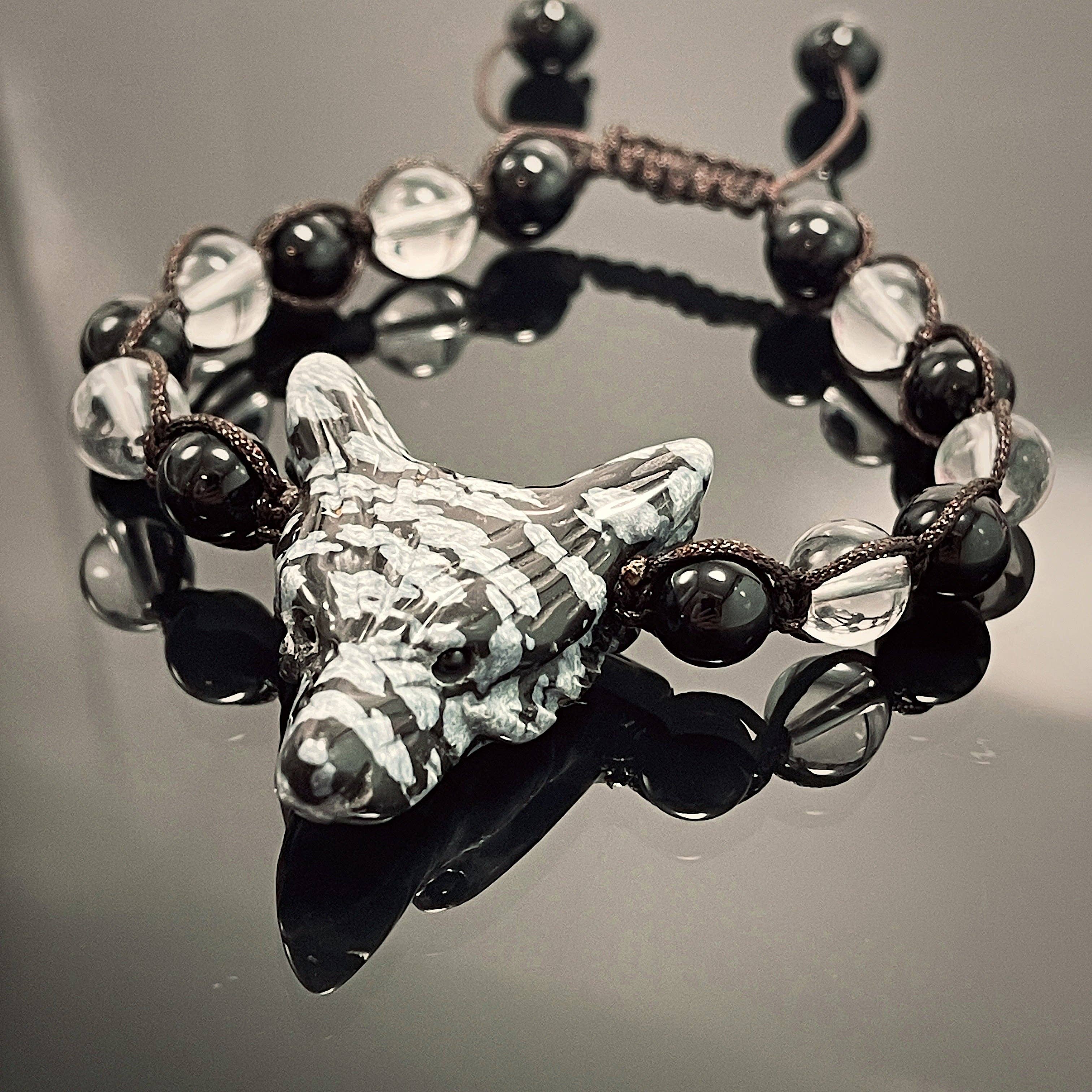 Peace Love Bling - Wholesale Beaded Bracelet - Wolf Spirit Animal Gemstone woven bracelet4