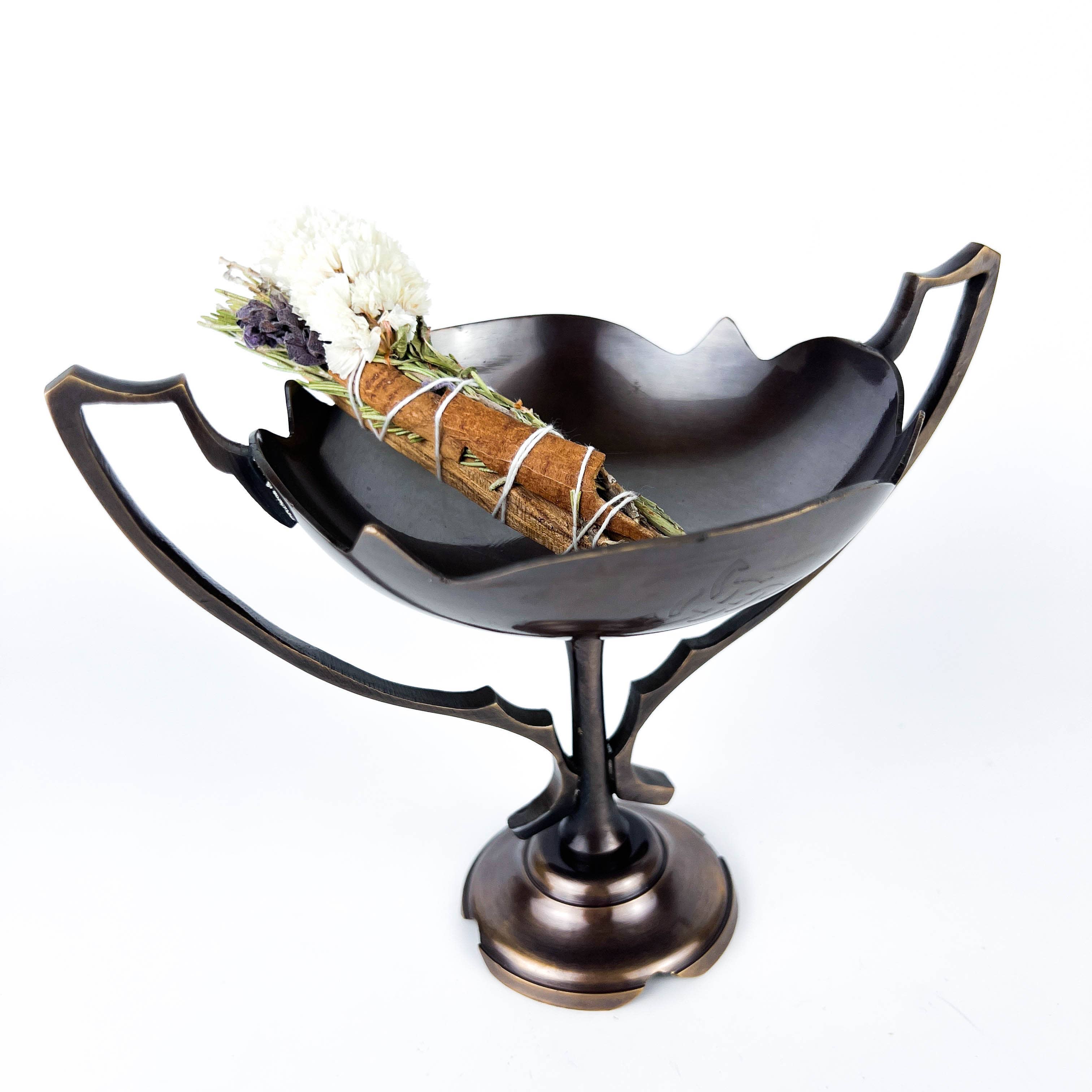 GREENROOTS USA LLC - Wholesale Incense Holder - Triquetra Egyptian Lotus Burner/Smudge Pot 5.5 X5.5 X 7.5"4