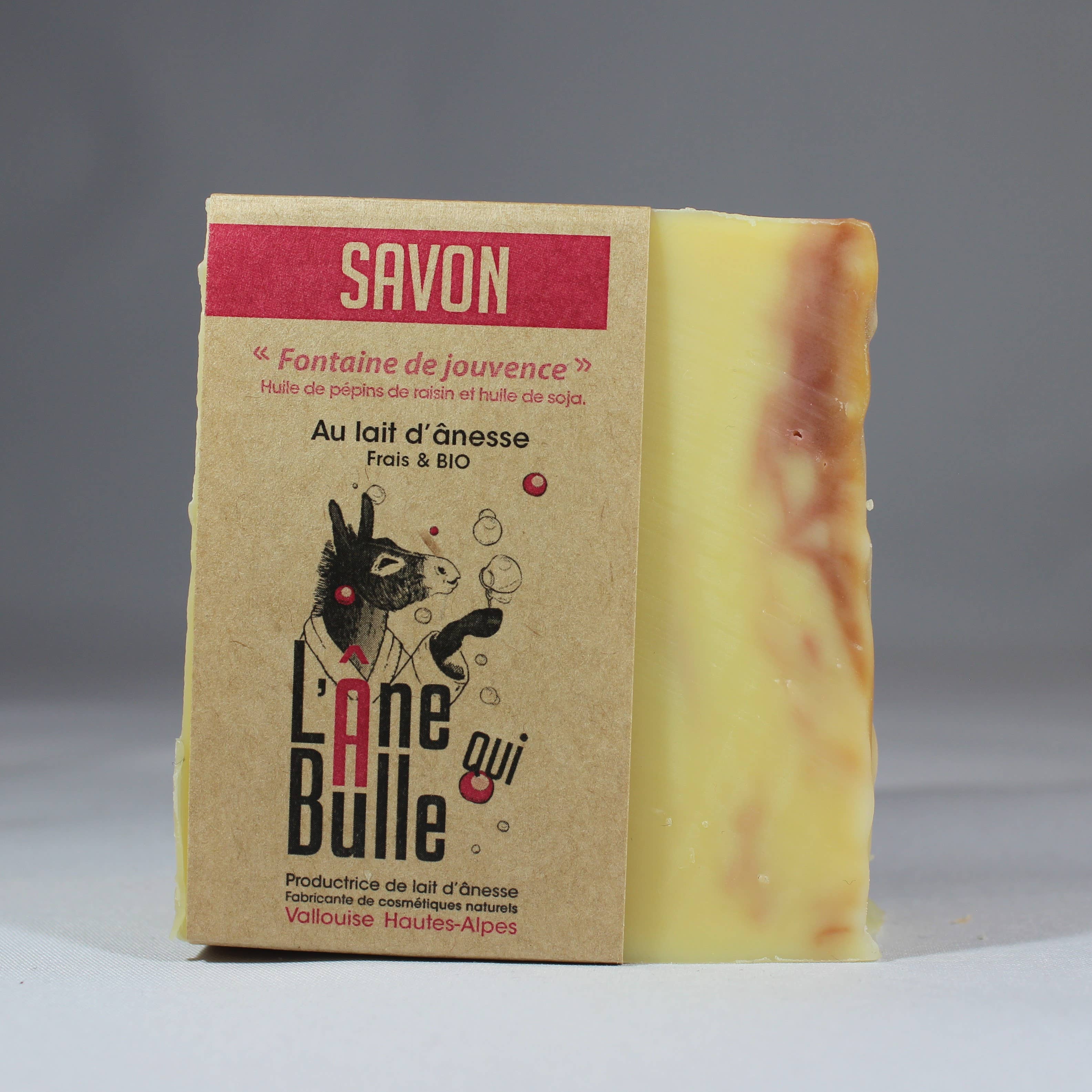 L'Âne Qui Bulle – wholesale Bar Soap – Fontaine De Jouvence rose organic donkey milk solid soap