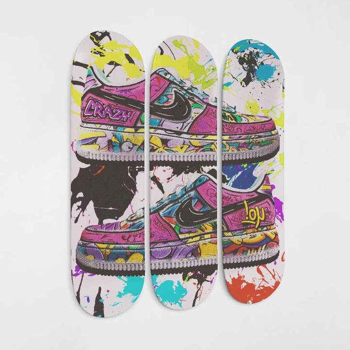 Graffiti Banksy Sneakers Wall Art Skateboard Graffiti Shoes Print Banksy Giclee Sneakers Wall Decor For Living Room for wholesale by SkateboardArtsy