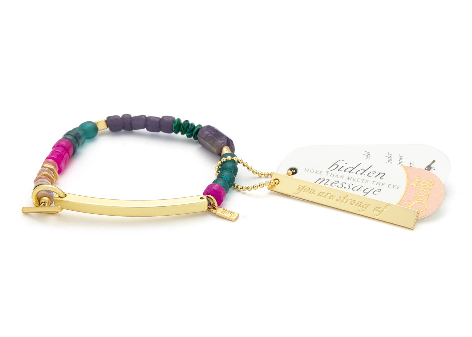 Scout Curated Wears - Wholesale Beaded Bracelet - Hidden Message Bracelet - Strong AF/Amethyst/Gold3