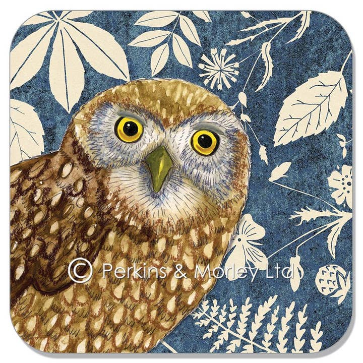 wild wood little owl coaster for wholesale by Perkins & Morley