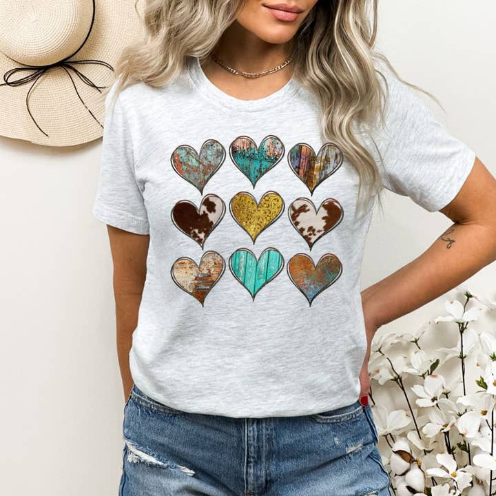 Western Hearts Ash Tee for wholesale by Simply Tees