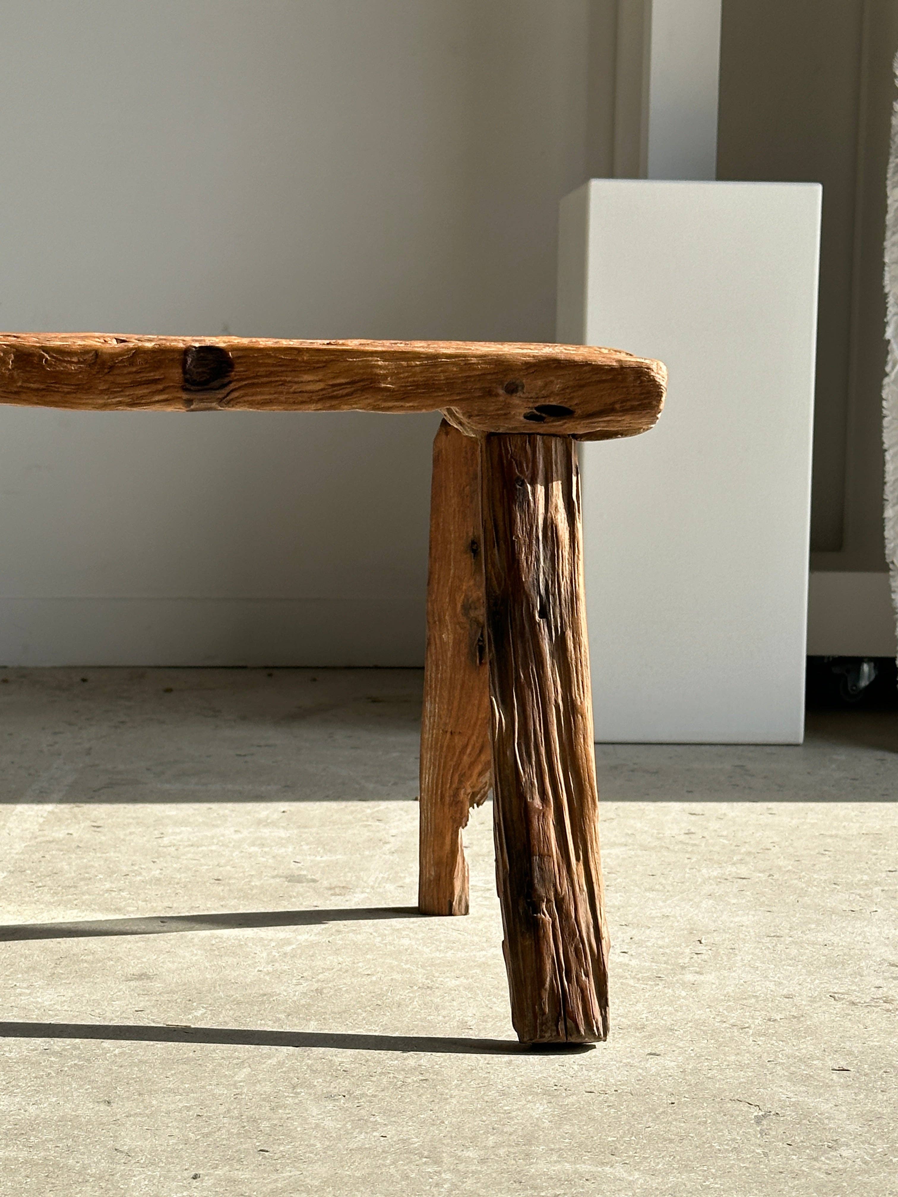 Office Objets - Wholesale Bench - Small organic bench in upcycled Asian teak quadripod openwork seat - Matahari22