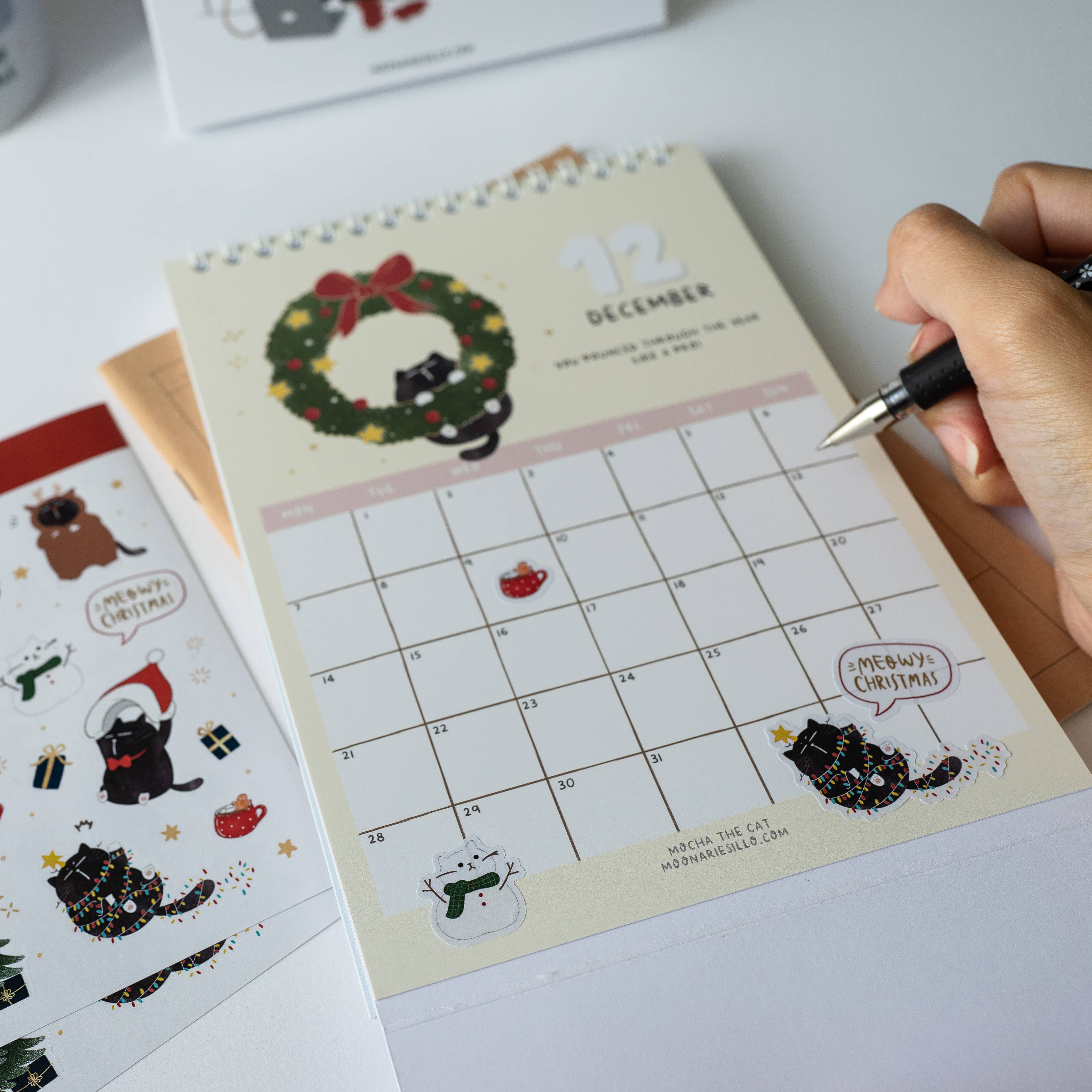 Moonaries illo - Wholesale Calendar - Cute Black Cat Desk Calendar 2026 - A5 portrait21