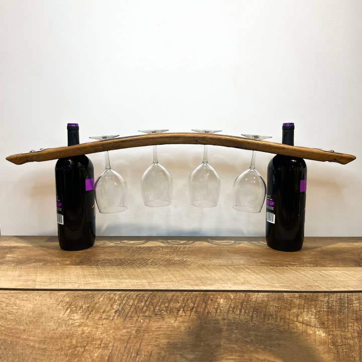 Double Date Night Barrel Stave 4 Glass Holder for wholesale by Barrel Werks