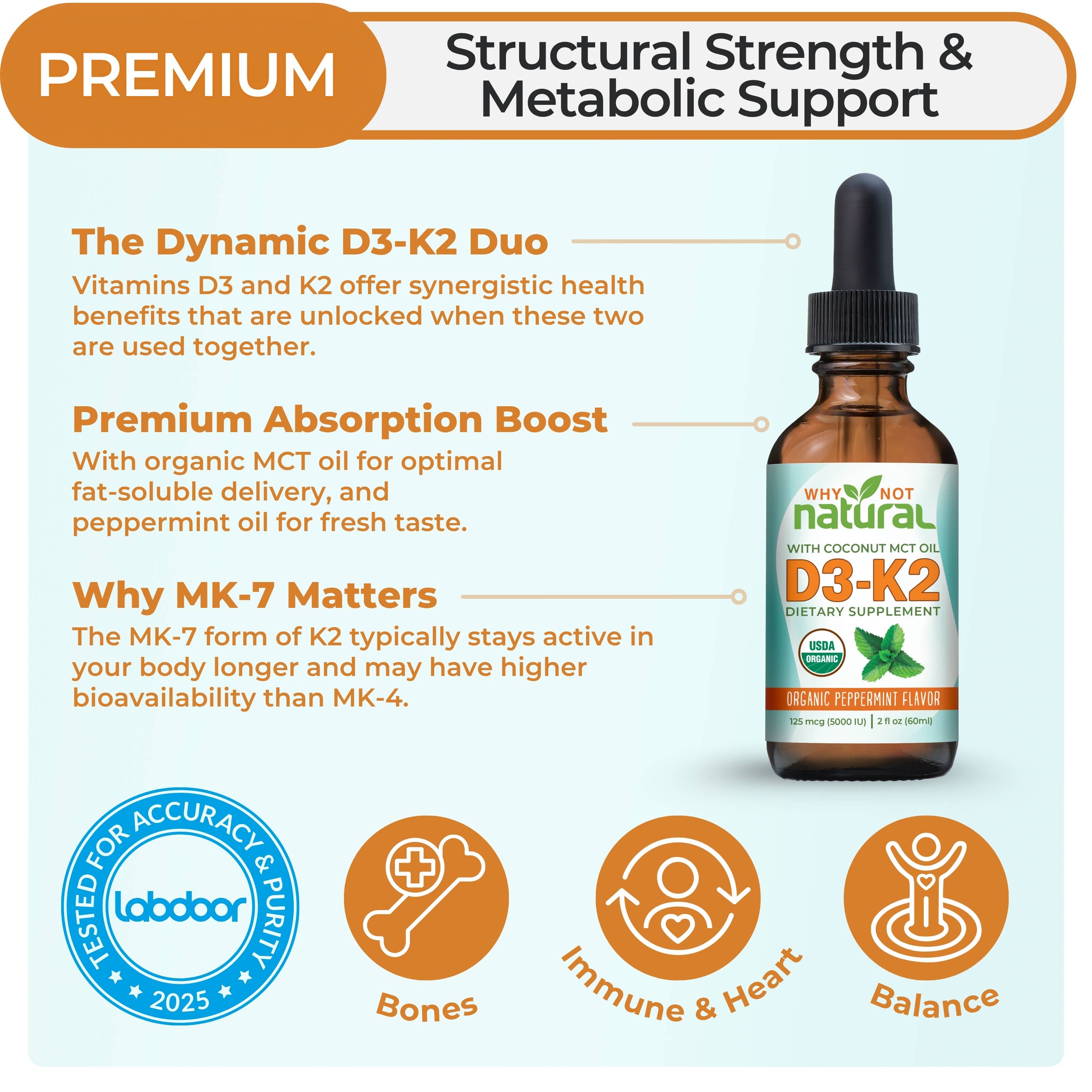 WhyNotNatural - Wholesale Oral Supplement/Vitamin - Organic Vitamin D3 Liquid Drops with K2 (MK-7)1