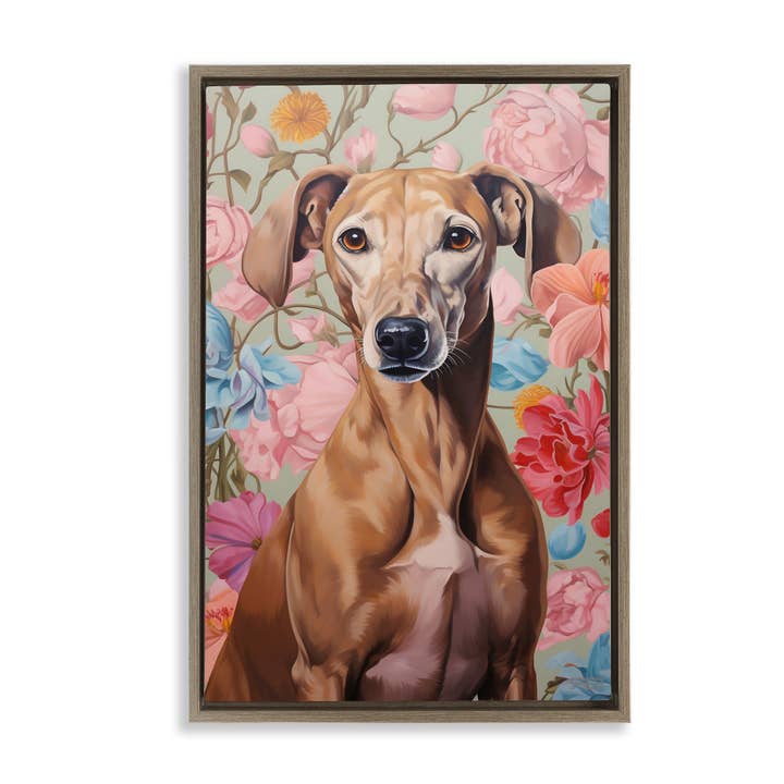 Stupell Industries - Wholesale Wall Sign - Greyhound on Florals - Framed Wall Art23