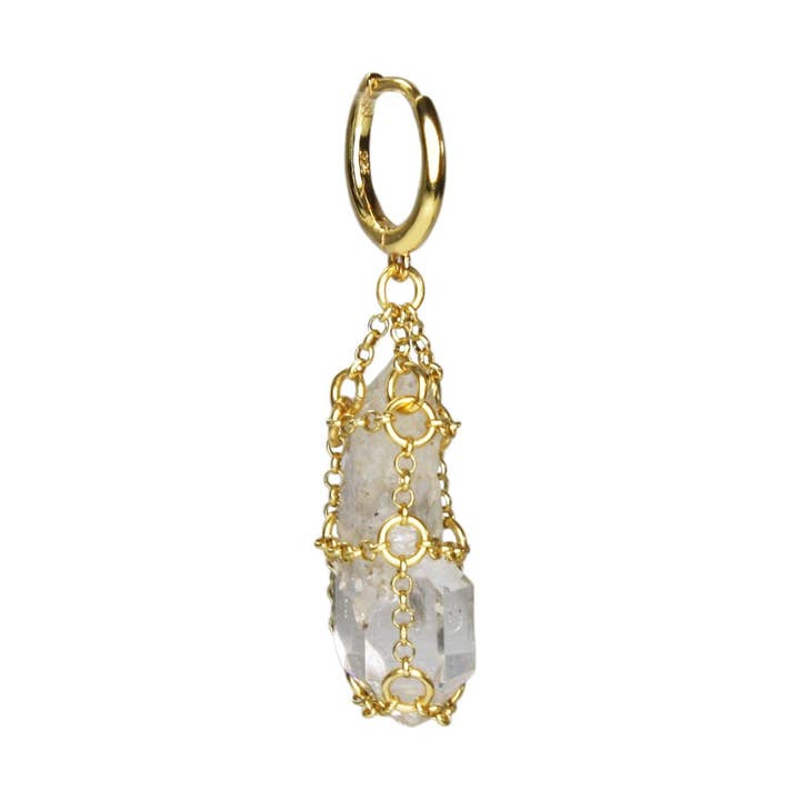 Boucle d'oreille en quartz simple en cage pour la vente par MHART