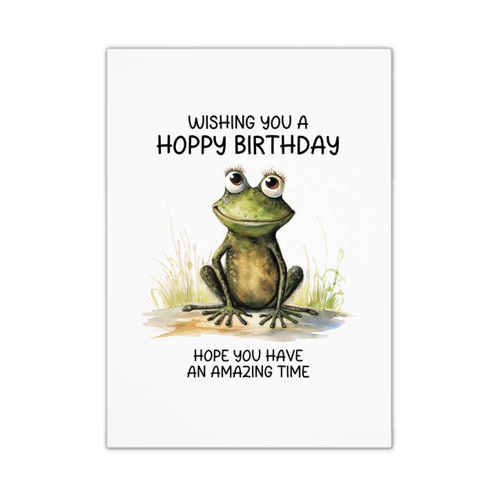 Unique Funny Birthday Card - Hoppy Frog for wholesale by Smirk & Scribble