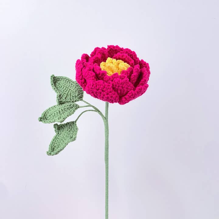 Lilyrosy(Duty free) - Wholesale Artificial Flowers - Crochet Peony Flowers gift, Handmade Gift for her, Homedecor18