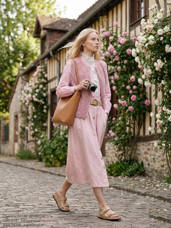 Jupe en Lin et Viscose à Boutons @38206_JuMiLongLin pour la vente par Mimi & Gogo