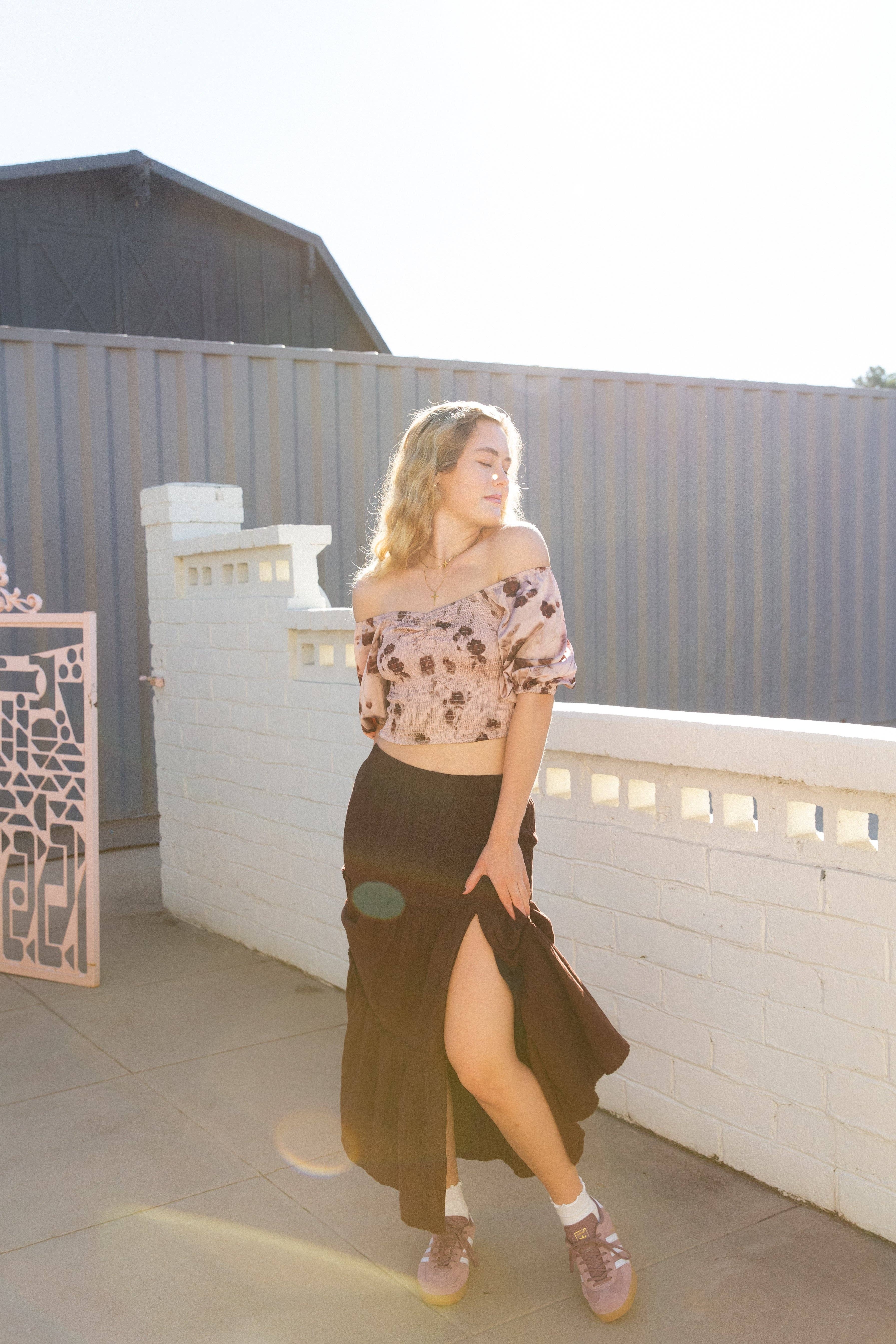 Nectar Clothing – Großhandel Rock – Damen – Maxirock mit Schlitz und Stufen7