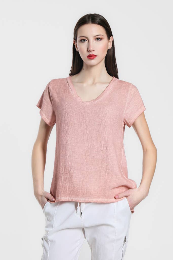 TINA Stephens Italy/Tees By Tina - Wholesale Blouse - Women's - Nola Cotton/Linen V-Neck Top (BSS207)2