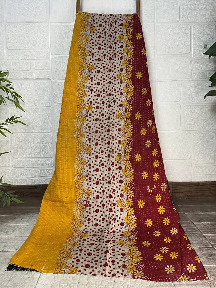 Vintage Kantha Throw Reversible Handstitched Sofa Throw Quil for wholesale by The Eastern Loom