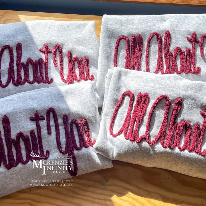 McKenzie’s Infinity LLC - Wholesale Sweatshirt - Unisex - CUSTOM Personalized Chenille Yarn Embroidered Sweatshirt 3