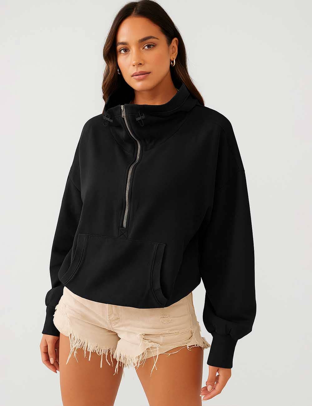 Sweetkama – wholesale Hoodie - Dam – Damtröja med dragkedja, krage, ficka och långa ärmar.14