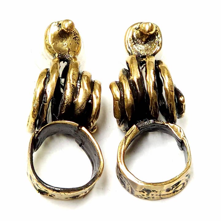 Articolo # BRN-4034 - Orecchini artistici in ottone fatti a mano per la vendita all'ingrosso da parte di The Ancient Bazaar Jewelry & Accessories