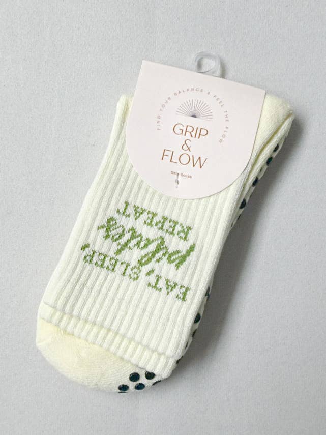 Grip & Flow - Wholesale Socks - Women's - Eat sleep Pilates repeat, Pilates grip sockÂ