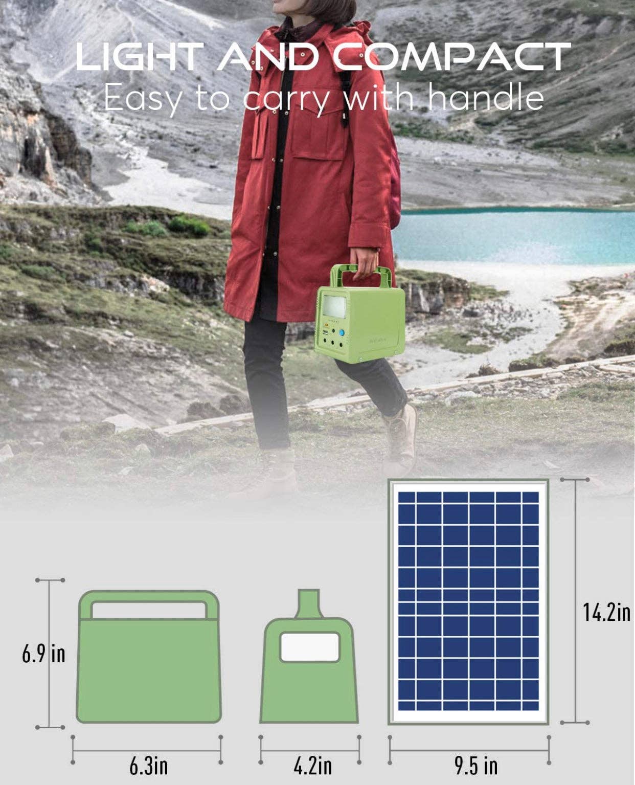 OutdoorSolarOutlet - Wholesale Portable Charger - Solar Generator - Portable Power Station for Emergency ,Solar Powered Generator With Panel Including 3 Sets LED Light3