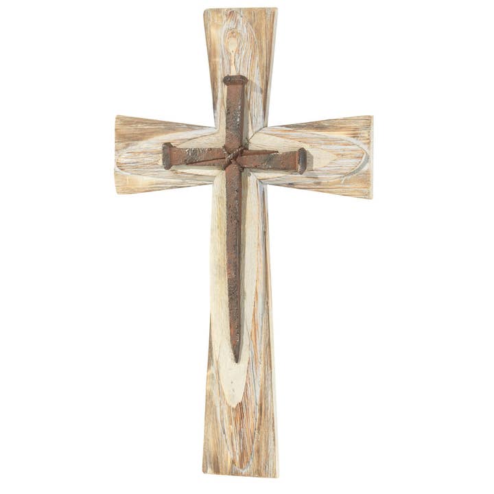 Dicksons - Venta al por mayor Cruz de pared - Cruz de pared de madera con clavos de resina 19.5 pulgadas1