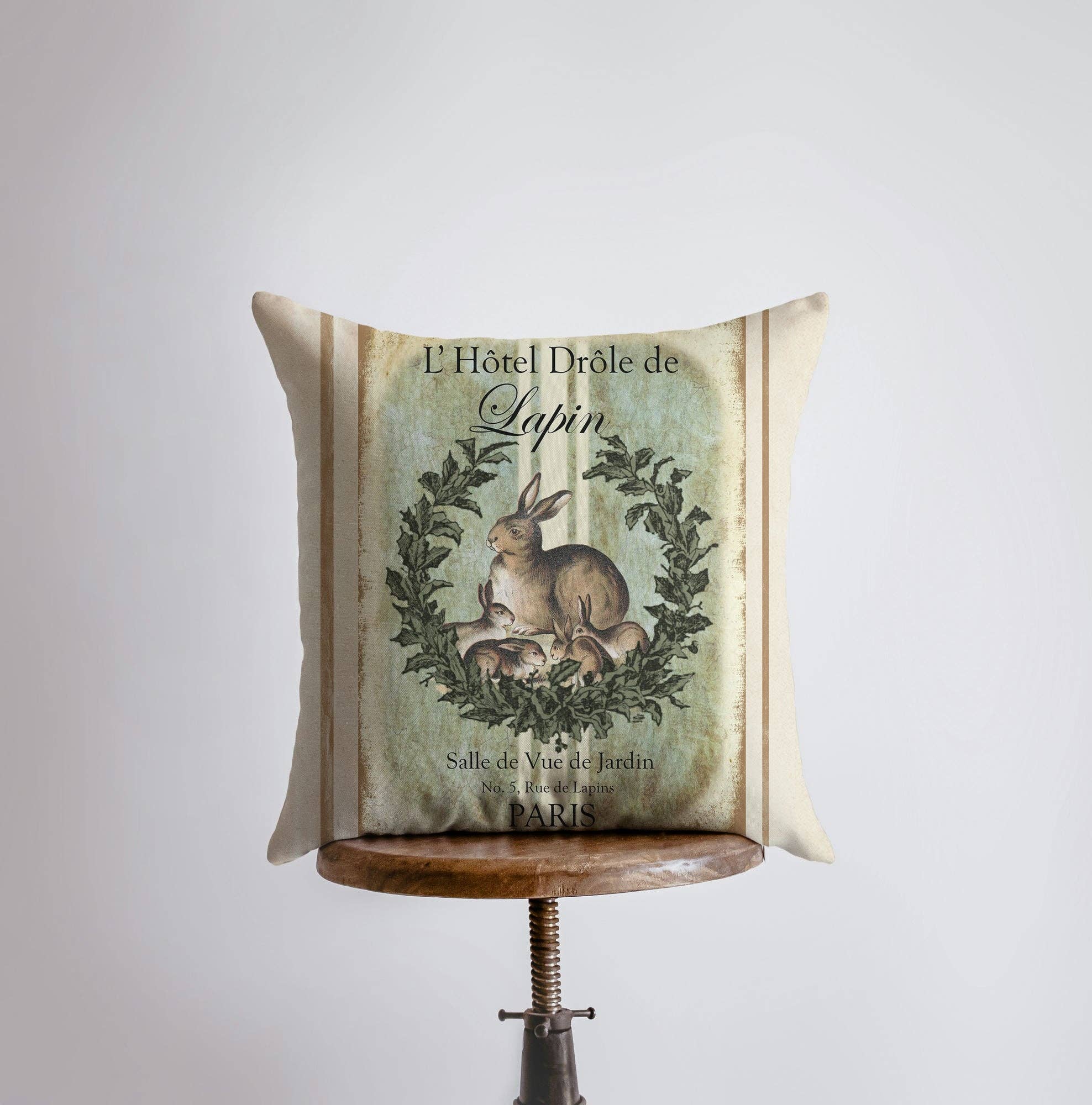 UniikPillows - Wholesale Throw Pillow Cover - Vintage French Rabbit Design Pillow Cover | Farmhouse Decor | Home Décor | Rabbit Art | Throw Pillows | Decorative Pillows | Room Decor