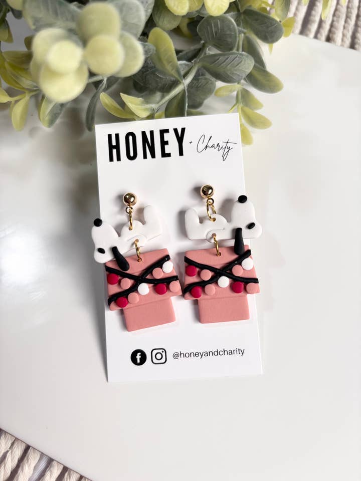 Valentine Snoopy Doghouse Dangles for wholesale by Honey & Charity Earrings