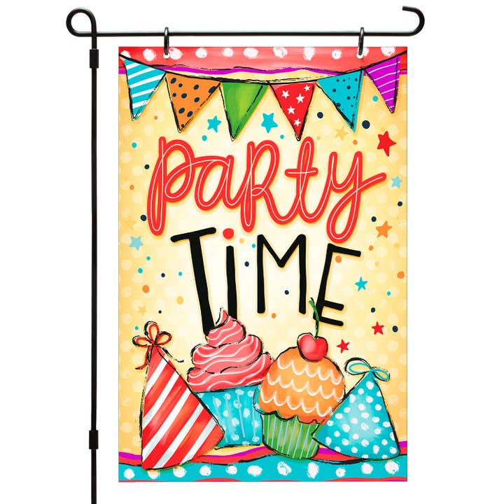 "Party Time "Multi-Image Reversible Garden Flag for wholesale by Conimar Promotions