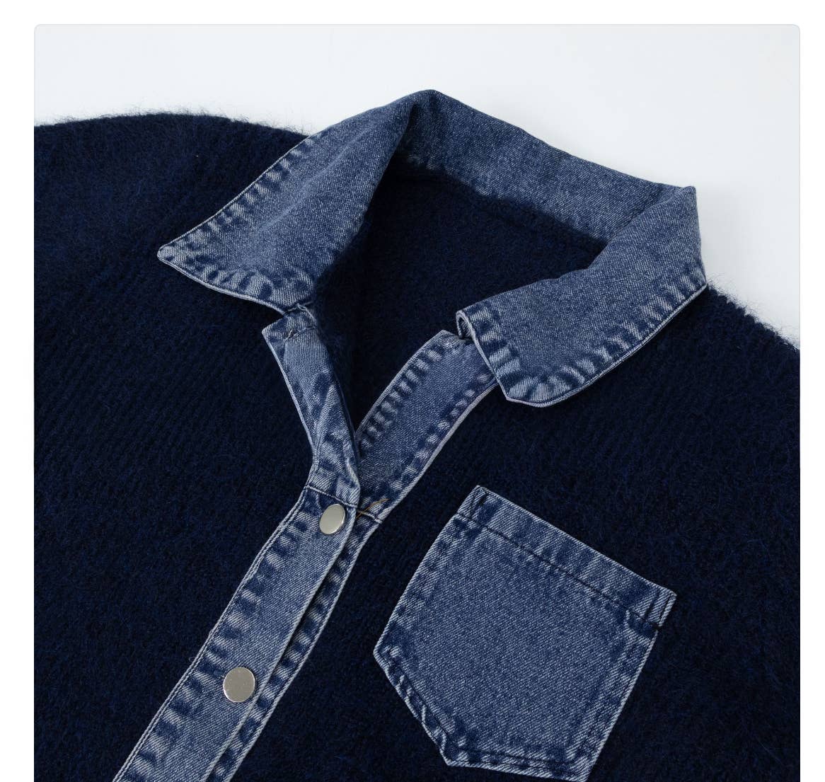 Little Light - Wholesale Jacket - Women's - Denim Layered Pocket Knit Jacket24